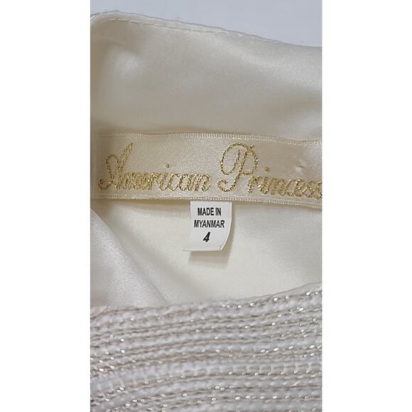 American princess white glitter flower girl dress girl's size 4 - Picture 4 of 7